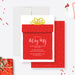 Digital holiday party invitation featuring red gift design and festive script text, perfect for Christmas celebrations and instant download.