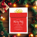 Digital holiday party invitation featuring red gift design and festive script text, perfect for Christmas celebrations and instant download.