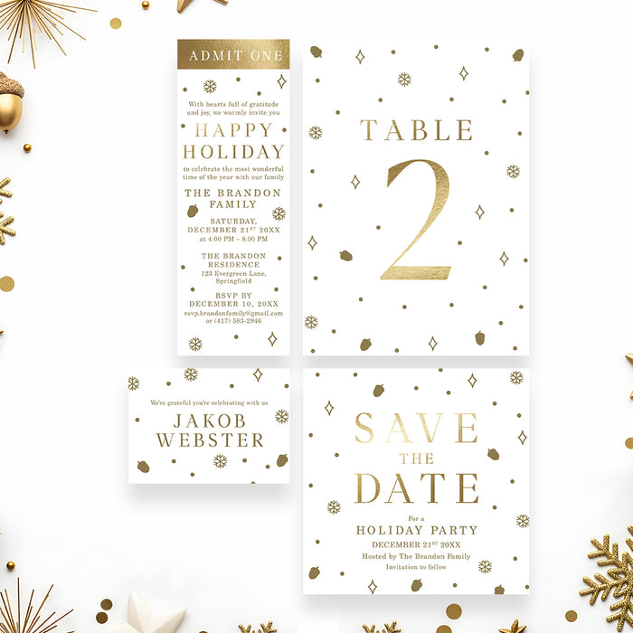 Holiday Party Invitation Gold Christmas Celebration