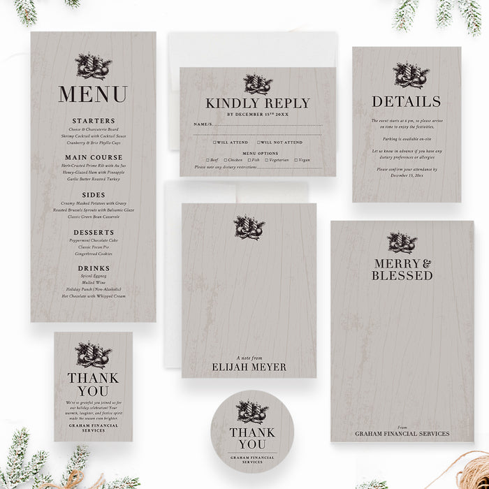 Eat Drink Be Merry Company Holiday Party Invitation Christmas Event