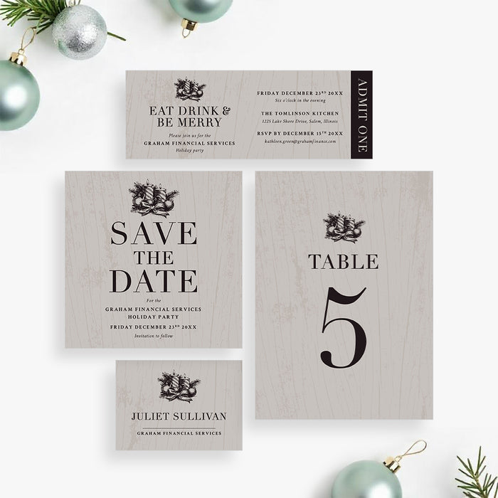 Eat Drink Be Merry Company Holiday Party Invitation Christmas Event