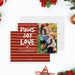 Custom paws joy love Christmas card with red stripes, family photo, and festive holiday design, perfect holiday greeting for pet lovers.-front-back