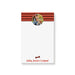 Personalized holiday notepad featuring a red striped header, custom photo, bone icon, and names at the bottom — an ideal gift for animal lovers during the holiday season.