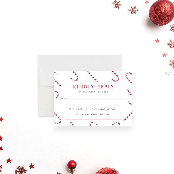 Holiday Party Photo Invitation Candy Cane Christmas