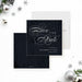 Holiday save-the-date card featuring a dark wood grain design and snow motifs, ideal for Christmas parties or winter celebrations.-front-back
