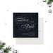 Holiday save-the-date card featuring a dark wood grain design and snow motifs, ideal for Christmas parties or winter celebrations.-front