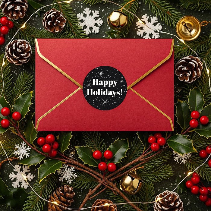 Black Holiday Party Invitation Starry Christmas Invite