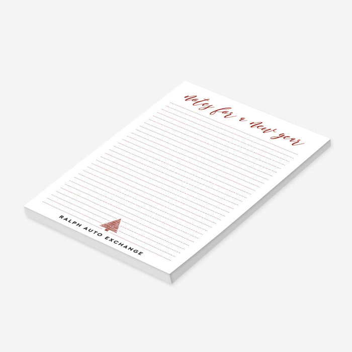 personalized holiday notepad with minimalist Christmas tree design and elegant red seasonal stationery styling-side