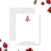 minimalist white Christmas note card with red tree illustration and personalized business name-front