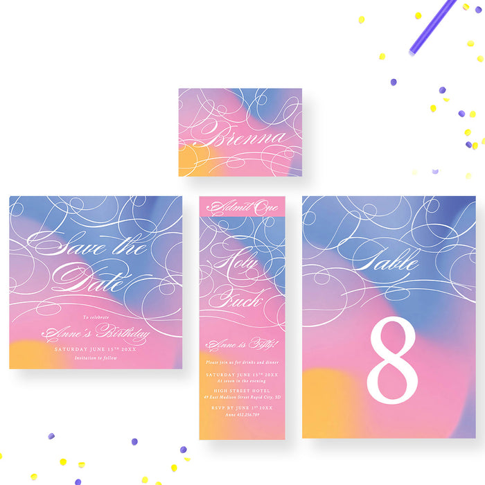 Holy Fck Birthday Invitation Card, Womens Funny Birthday Invites, Colorful Invitations for 21st 30th 40th 50th Birthday Party