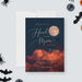Howl at the Moon Halloween birthday invitation with full moon bats and eerie night sky for a spooky party celebration