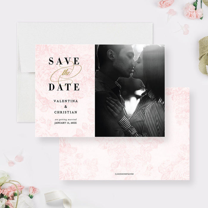 Wedding Invitation in Blush Pink Template Set, Floral Invitation Digital Download, Save the Date Thank You Cards, Bridal Shower Invites