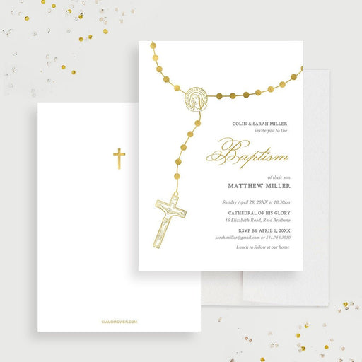 Baptism Invitation Edit Yourself Template, Confirmation Christening Printable Digital Download, Religious Church Rosary Editable Template