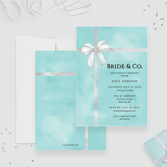 Teal Bridal Wedding Shower Editable Digital Invitation, Bachelorette Instant Download, Baby Shower Template, 18th 21st 30th 40th Birthday