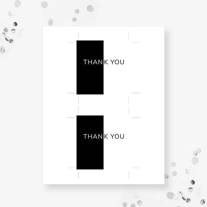 Thank You Gift Tag Template, Birthday Tag Printable Digital Download, Black and White Editable Thank You Favor Tag