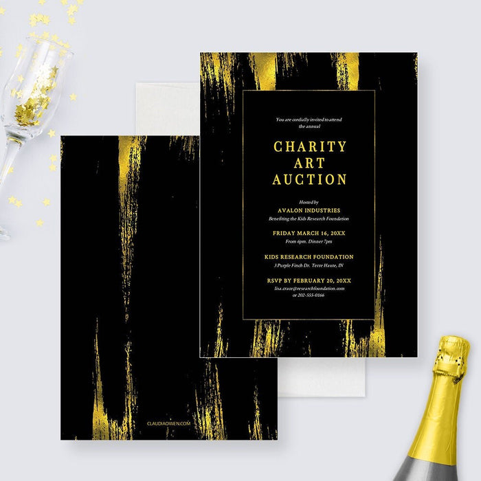 Charity Art Auction Party Invitation Editable Template, Business Printable Digital Download, Ceremony Corporate Professional Event