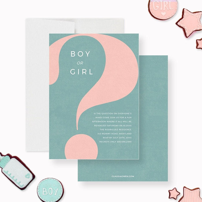 Printable Gender Reveal Invitation, Personalized Boy or Girl Digital Download Invite, He or She Editable Invitation Template