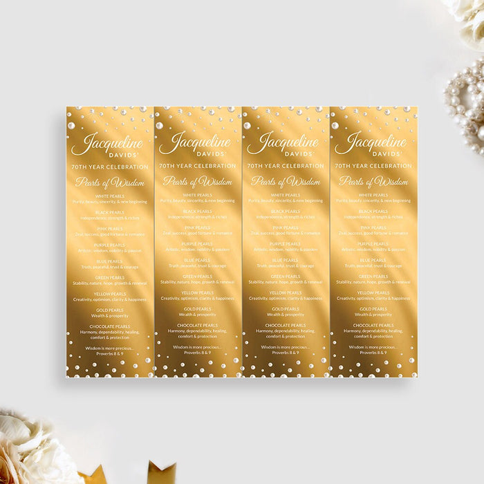 Pearl Birthday Personalized Bookmark Editable Template, Pearls of Wisdom Digital Download Bookmark, Pearl Party Favors