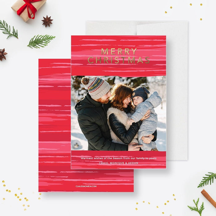 Modern Christmas Greeting Card Editable Template, Merry Christmas Printable Cards for Families and Couples Photo Digital Download