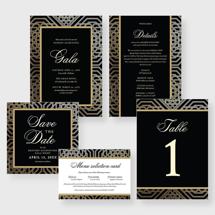 Gala Party Invitation, Menu Selection Card Editable Template, Insert Cards Business Corporate Event Program Digital Download
