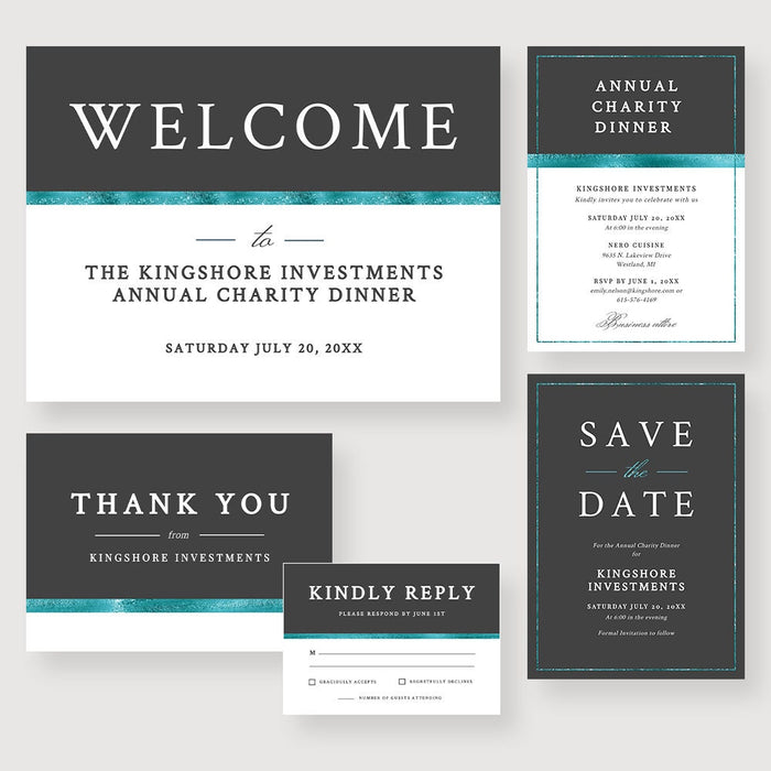 Business Party Template, Corporate Event Matching Set, RSVP Save the Date Welcome Sign Digital Download Printable Cards