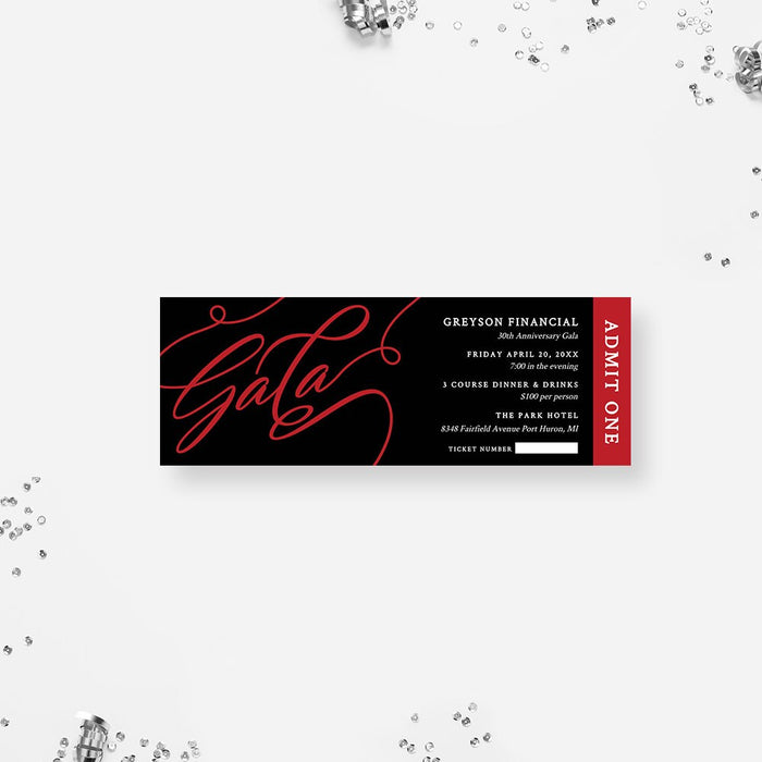 Gala Invitation Template Set, Black and Red Corporate Work Party Invite, Small Business Digital Download