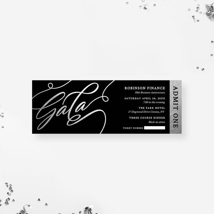 Silver Gala Invitation Editable Template, Corporate Work Party Invite, Business Digital Download, Elegant Company Event