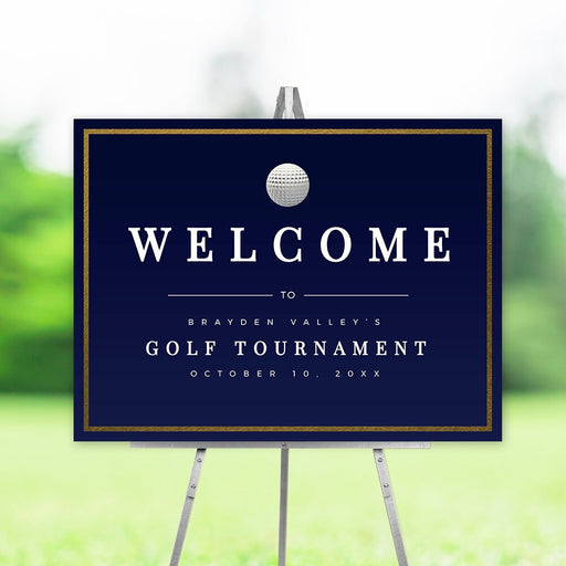 a welcome sign for a golf tournament