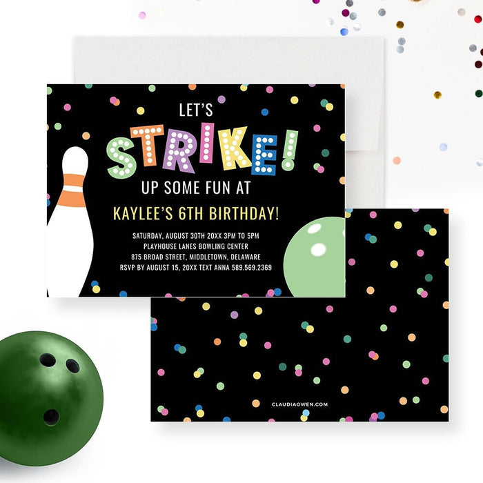 Kids Bowling Party Invitation Template, Strike Up Some Fun Bowling Birthday Invites, Bowling Invitation Digital Download