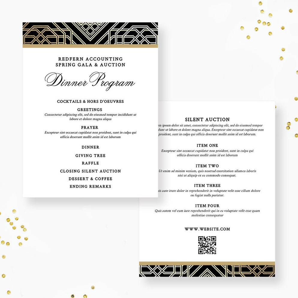 Gala Party Invitation, Menu Selection Card Editable Template, Insert C