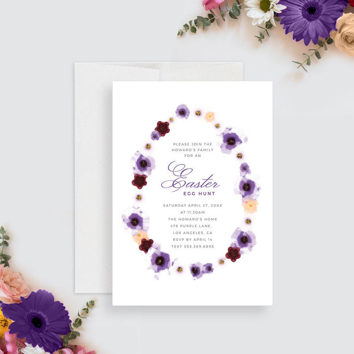 Floral Easter Egg Hunt Invitation Editable Template, Printable Easter Brunch Invites, Bridal Shower Invitation, Ladies Lunch Invites