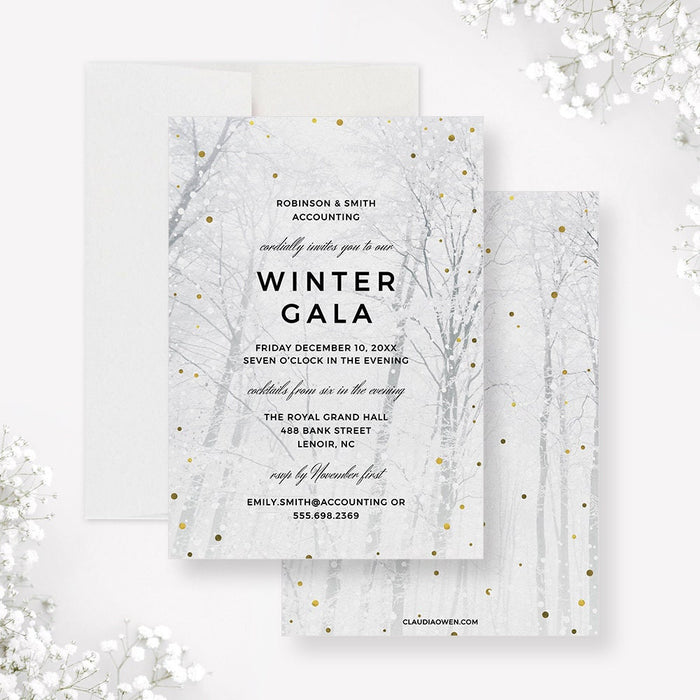 Winter Gala Party Invitation Template, Winter Wonderland Digital Download, Winter Birthday Invites, Winter Scene Printable Cards