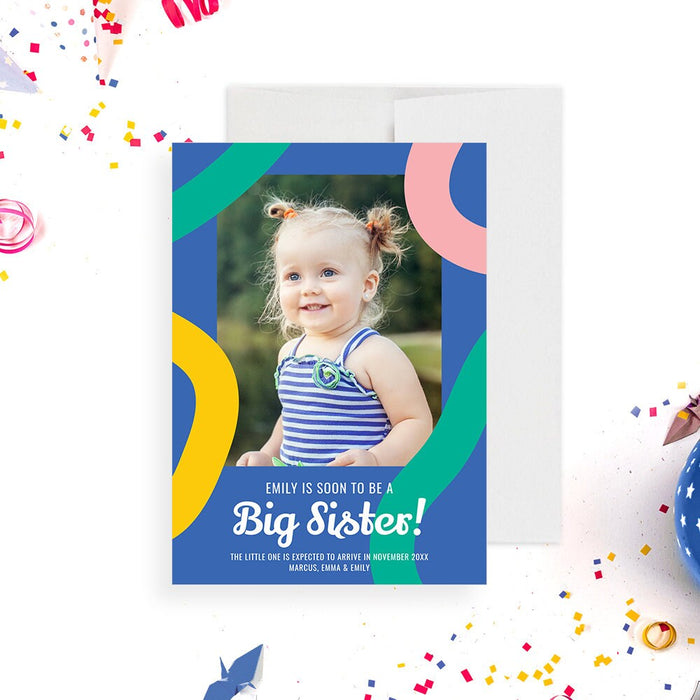 Promoted to Big Sister Pregnancy Announcement Card Digital Download, Big Brother Printable Cards, New Baby Girl Boy, New Baby Card