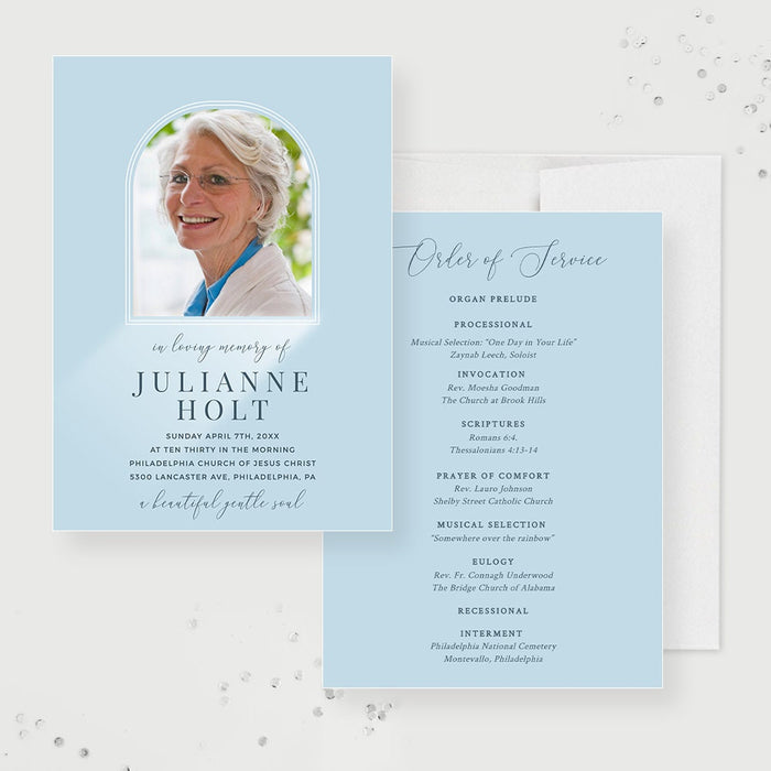 In loving Memory of Mom Dad Friend, Memorial Card with Photo, Funeral Order of Service, Funeral Program Editable Template Cards