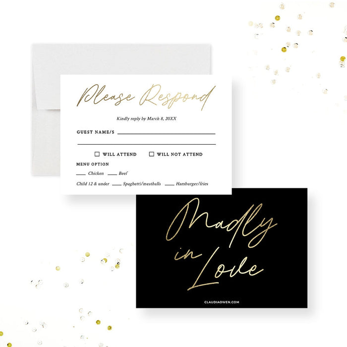Romantic RSVP Template Card with Menu Selection, Wedding Anniversary Enclosure Cards, Details Card Digital Download, Printable RSVP Cards