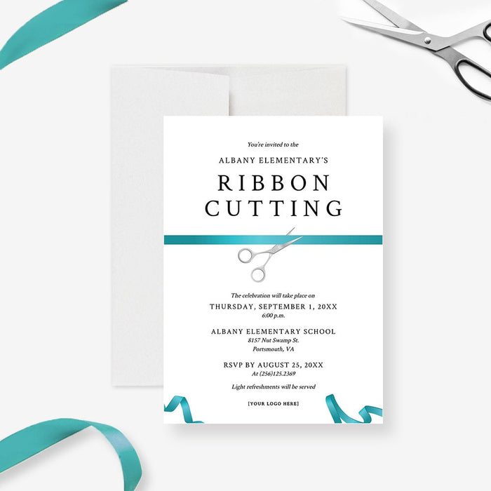 Ribbon Cutting Invitation Digital Download, Teal Grand Opening Invites, New Business Launch Party Printable Cards, Formal Event Invites