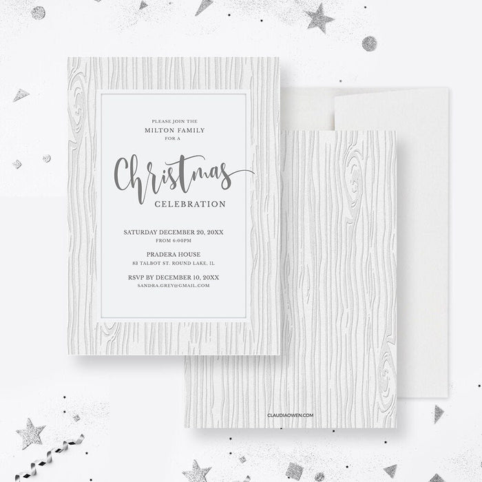 White Christmas Party Invitation Editable Template, Winter Birthday Party Printable Digital Download, Winter Bridal Shower Invites