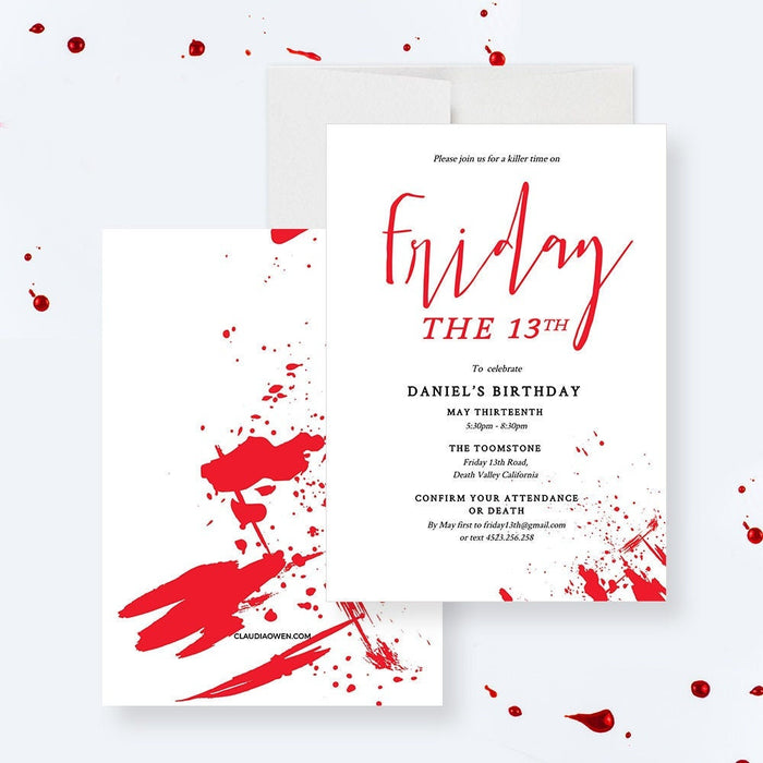 Friday the 13th Party Invitation Template, Halloween Birthday Printable Invitation, Murder Mystery Digital Download, Death Birthday Party