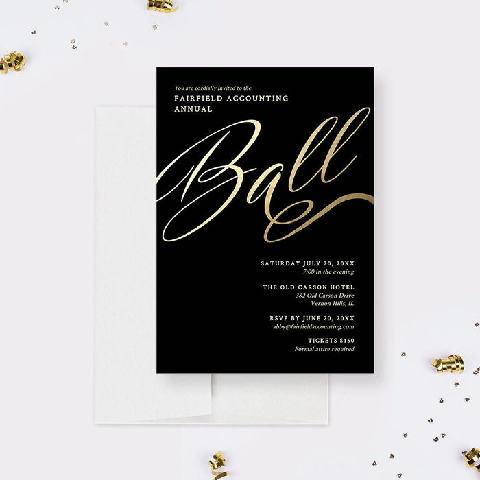 Ball Party Invitation Template, Elegant Annual Client Appreciation Ball, Formal Corporate Invites, Menu RSVP Ticket
