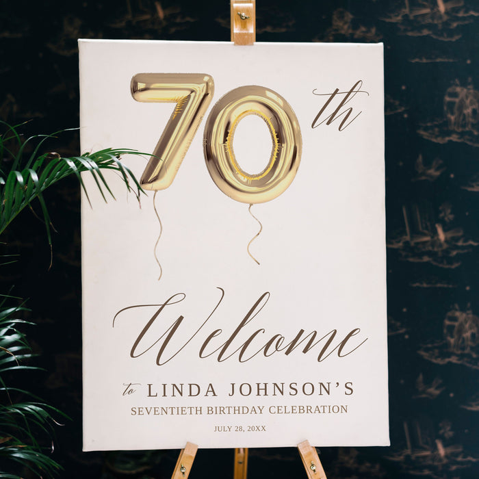 70th Birthday Welcome Sign Editable Template, Printable Sign 20 X 30 Inches Digital Download, 70th Anniversary Party Door Sign