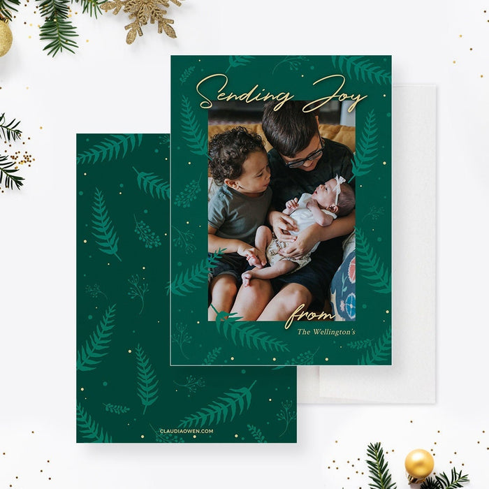 Sending Joy Family Holiday Greeting Cards Template, Christmas Printable Card Digital Download, Personalized Photo Cards