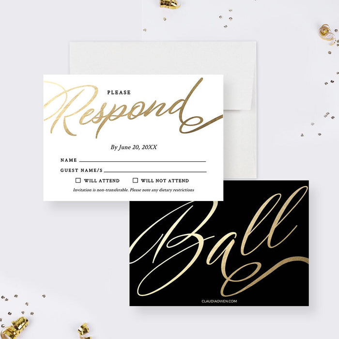 Ball Party Invitation Template, Elegant Annual Client Appreciation Ball, Formal Corporate Invites, Menu RSVP Ticket