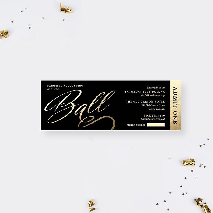 Ball Party Invitation Template, Elegant Annual Client Appreciation Ball, Formal Corporate Invites, Menu RSVP Ticket