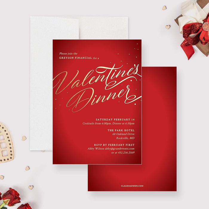 Valentines Dinner Party Invitation Template, Romantic Valentines Day Cards Digital, Printable Valentines Invites