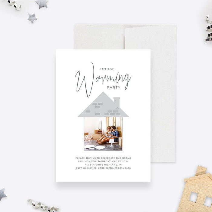 Housewarming Party Invitation with Photo Template, New House Printable Invite, Moving Invite Digital Download, New Home Party