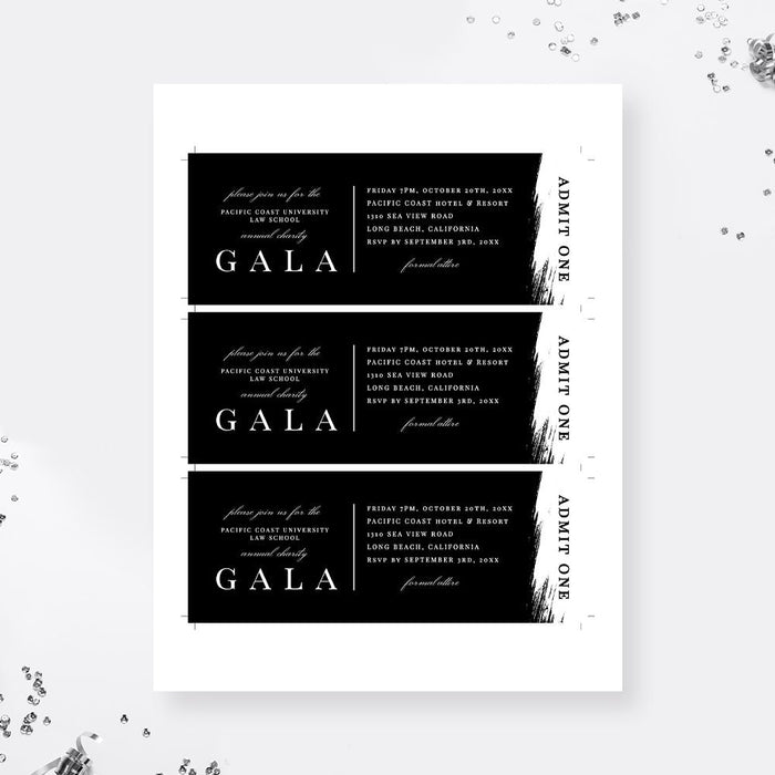 Black and White Gala Ticket Invitation, Admit One Printable Digital Download, Editable Ticket Template, Business Event Tickets