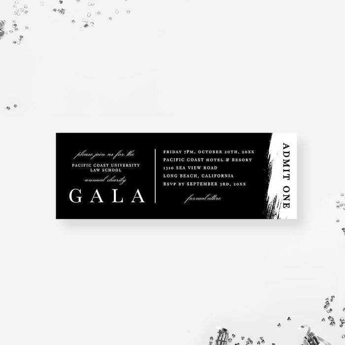 Black and White Gala Ticket Invitation, Admit One Printable Digital Download, Editable Ticket Template, Business Event Tickets