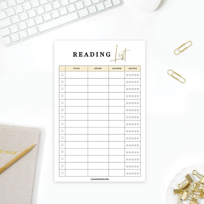 Reading List Printable Template, Book List Reading Log, Books To Read Digital Download, Reading Tracker Planner Chart Checklist