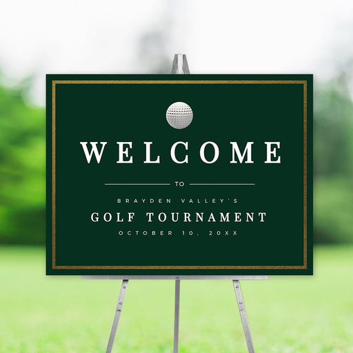 a welcome sign for a golf tournament