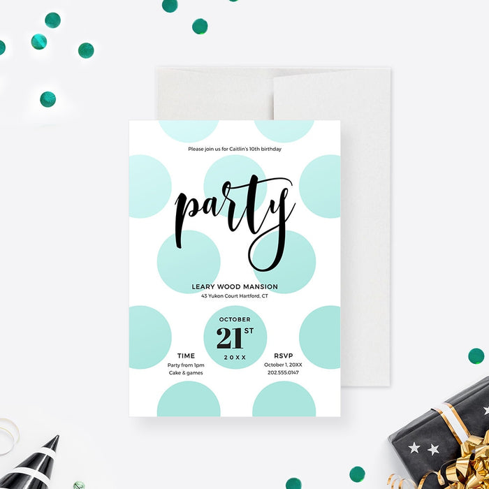 Polka Dots Teen Birthday Party Invitation Editable Template, Tween Printable Invitation, Surprise Teen Birthday Digital Download